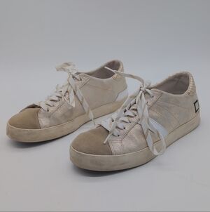DATE  Sz 7 HILL LOW STARDUST PLATINUM Lace-Up Sneakers W441-HL-ST-PL